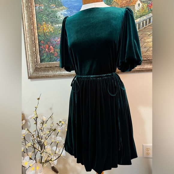 Antonio Melani x Nicola Bathie, Julianna Velvet Emerald Green Dress. Size 10 - Picture 2 of 7